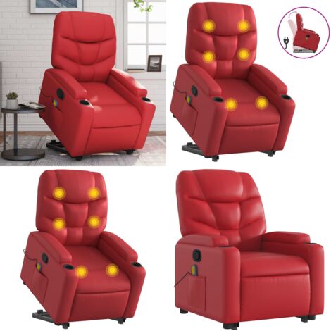 Sillón reclinable de masaje de pie cuero artificial rojo - Masaje de pie - Elevación eléctrica