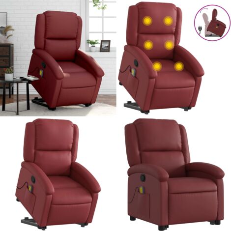 Sillón reclinable de masaje de pie cuero artificial rojo tinto - Masaje de pie - Elevación eléctrica