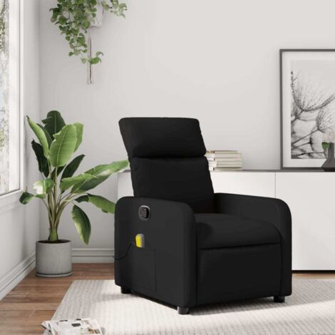 Sillón reclinable de masaje de piel sintética negra vidaXL