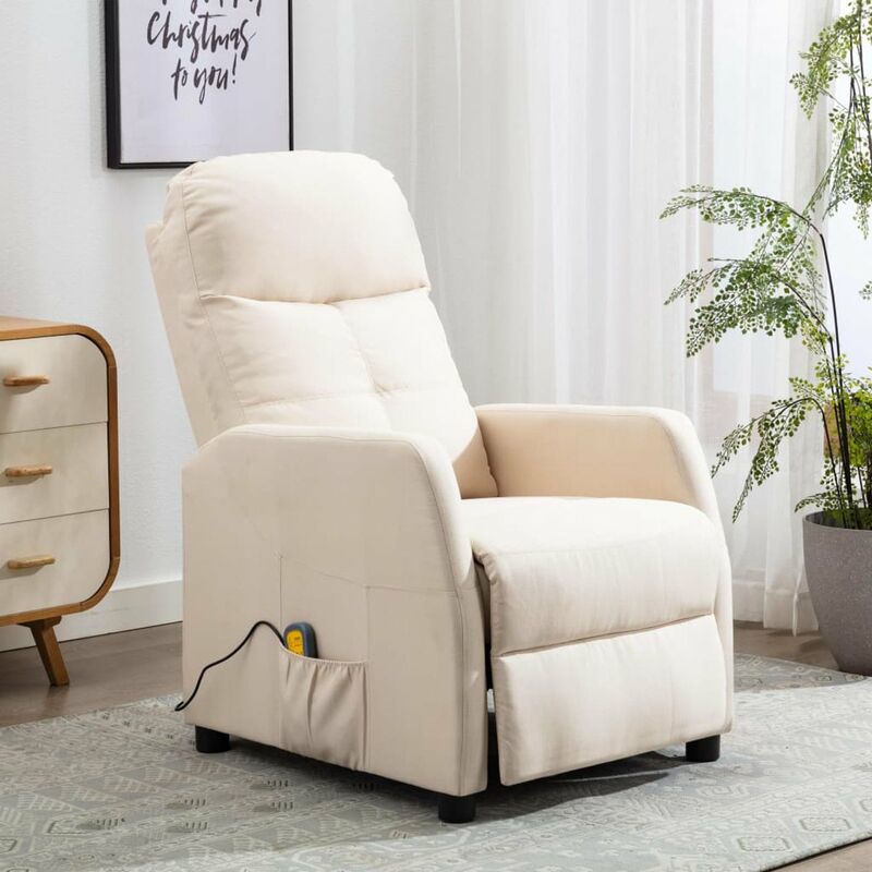 

Happyshopping - Sillon reclinable de masaje de tela crema