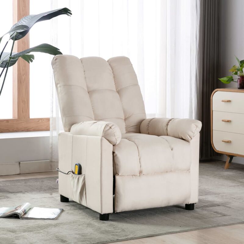

Sillón reclinable de masaje de tela crema