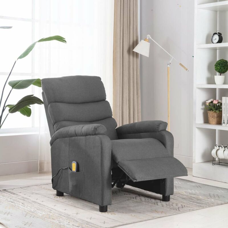 

Happyshopping - Sillon reclinable de masaje de tela gris claro