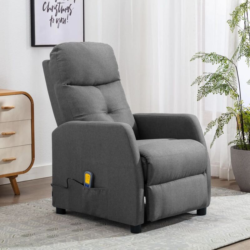 

Sillón reclinable de masaje de tela gris claro