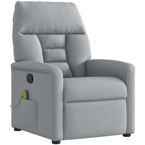 Sillón reclinable de masaje de tela gris claro