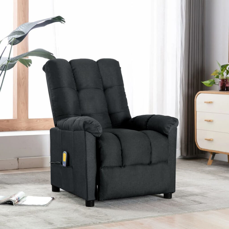

Sillon reclinable de masaje de tela gris oscuro