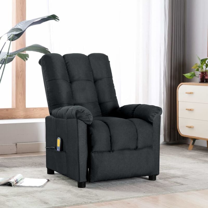 

Sillón reclinable de masaje de tela gris oscuro