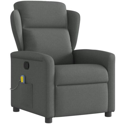 Sillón reclinable de masaje de tela gris oscuro
