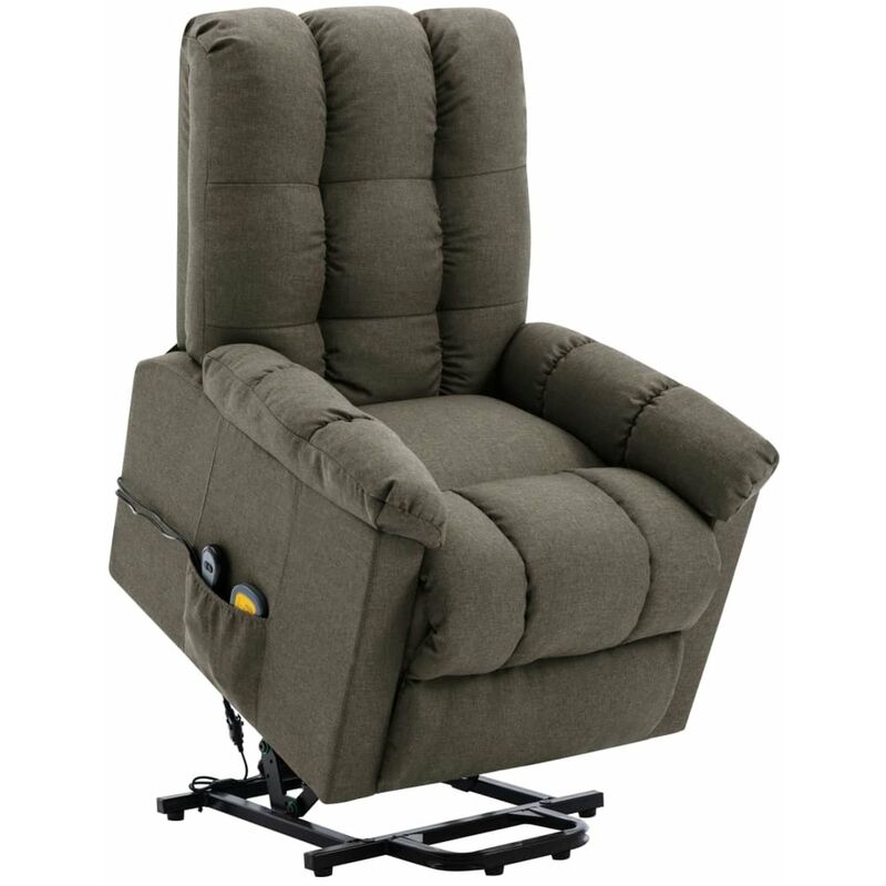 

Happyshopping - Sillon reclinable de masaje de tela gris taupe