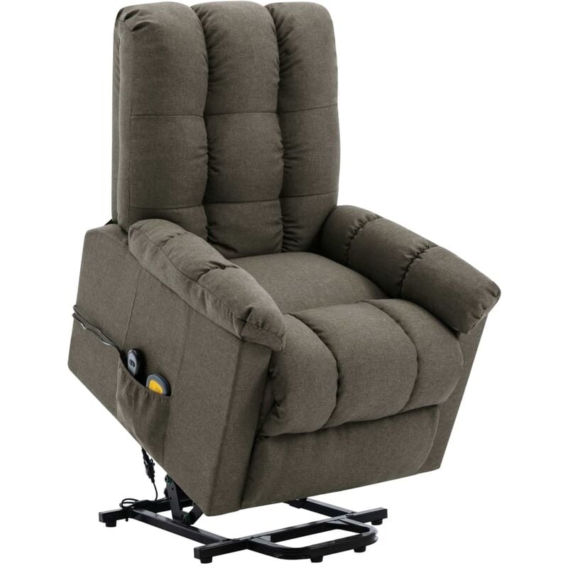 

Sillón reclinable de masaje de tela gris taupe