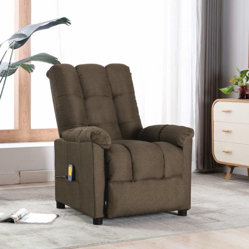 

Sillón reclinable de masaje de tela marrón