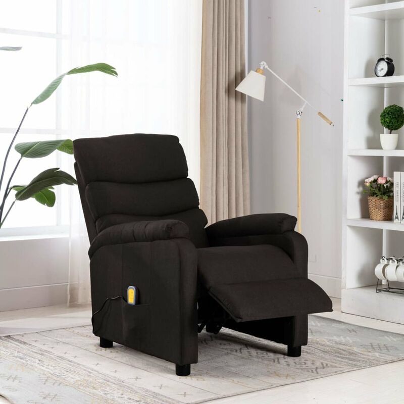 

Sillon reclinable de masaje de tela marron oscuro