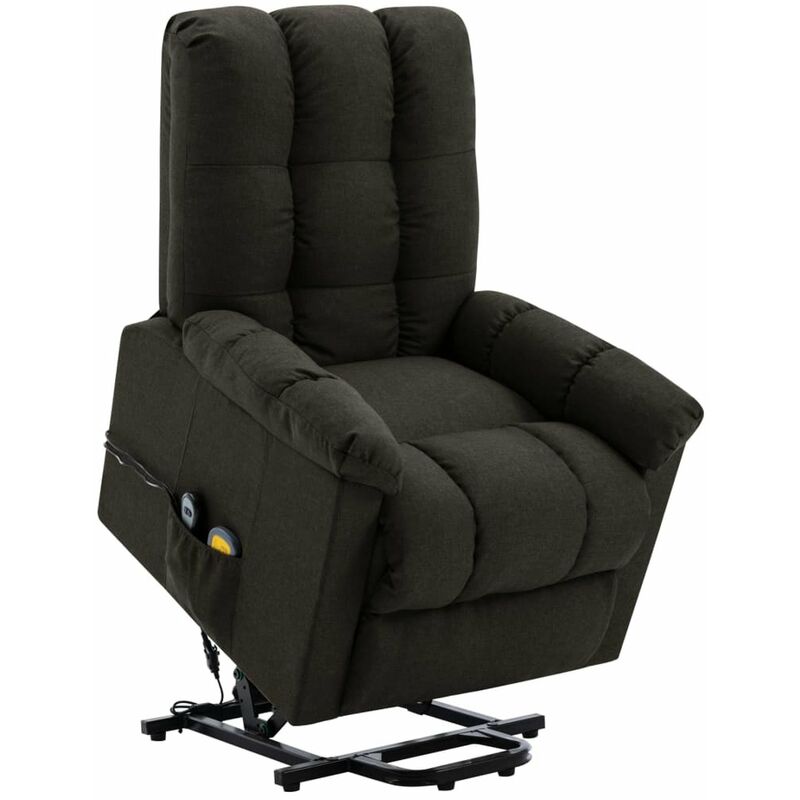 

Sillon reclinable de masaje de tela marron oscuro
