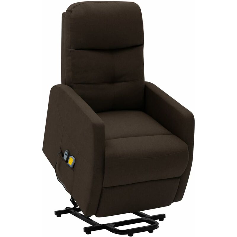 

Sillón reclinable de masaje de tela marrón oscuro