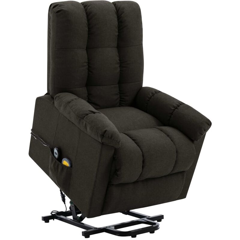 

Sillón reclinable de masaje de tela marrón oscuro