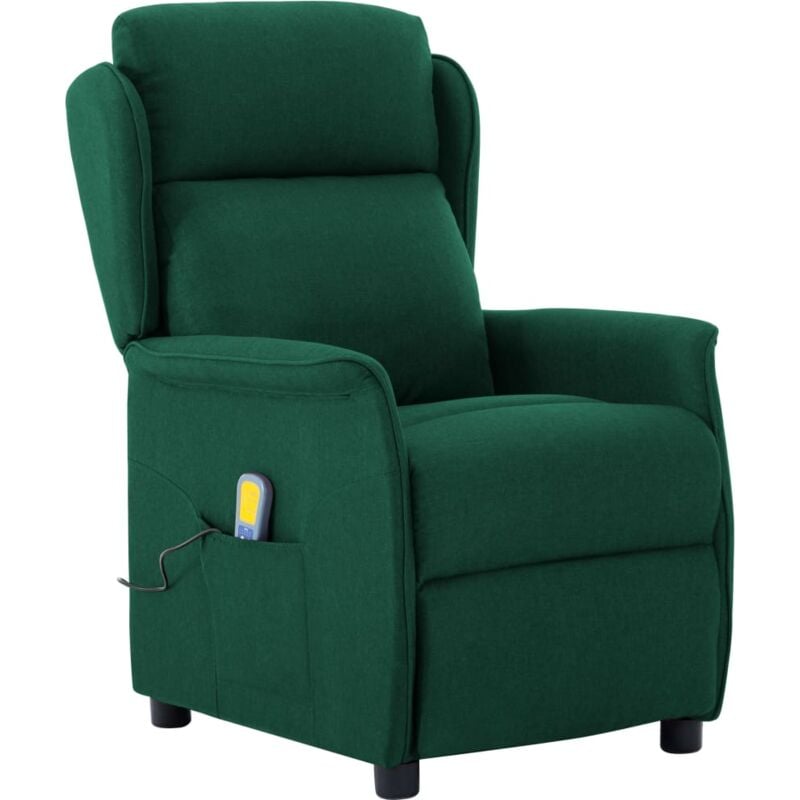 

Sillón Reclinable de Masaje de Tela Verde Oscuro - Verde - Vidaxl