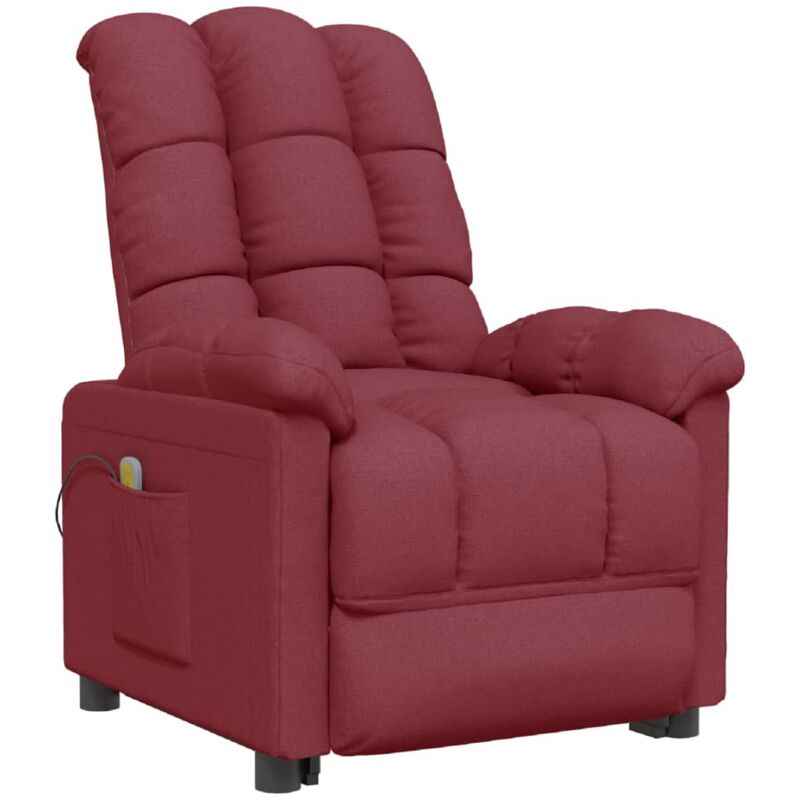 

Sillón Reclinable de Masaje de Tela Rojo Tinto - Rojo - Vidaxl