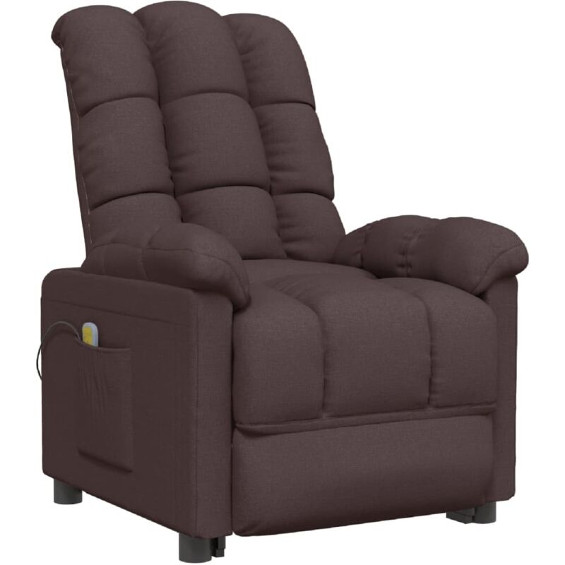

Sillón Reclinable de Masaje de Tela Marrón Oscuro - Marrón - Vidaxl
