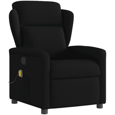 Sillón reclinable de masaje de tela negro