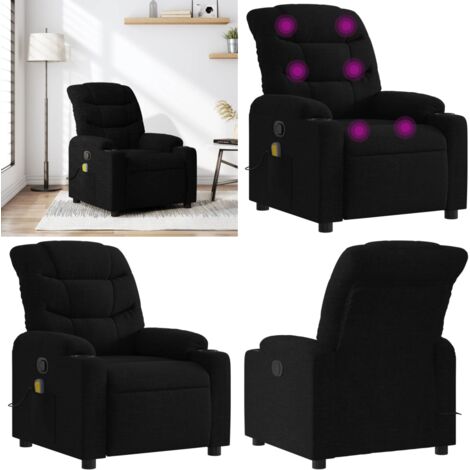 Sillón reclinable de masaje de tela negro - Masaje - Asiento cómodo