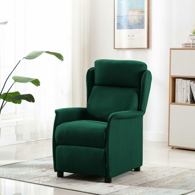 

Sillón reclinable de masaje de tela verde oscuro
