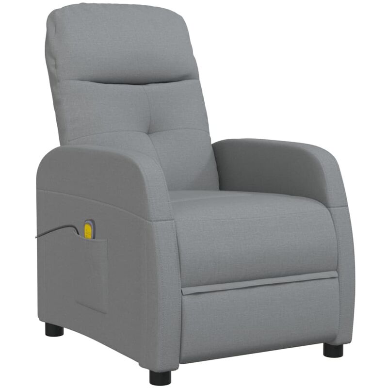 

Sillón Reclinable de Masaje de Tela Gris Claro - Gris - Vidaxl