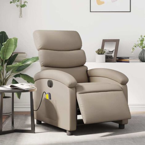 Sillón reclinable de masaje eléctrico cuero sintético capuchino vidaXL