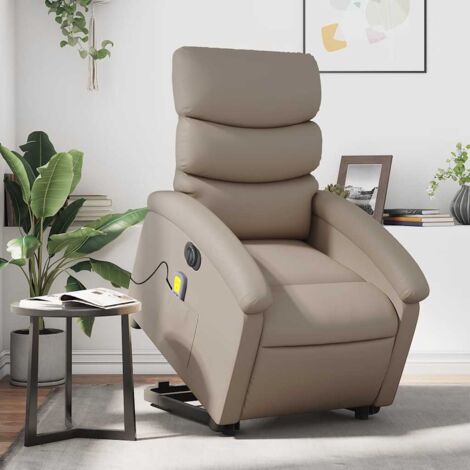 Sillón reclinable de masaje eléctrico cuero sintético capuchino vidaXL