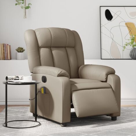 Sillón reclinable de masaje eléctrico cuero sintético capuchino vidaXL