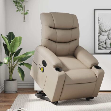 Sillón reclinable de masaje eléctrico cuero sintético capuchino vidaXL