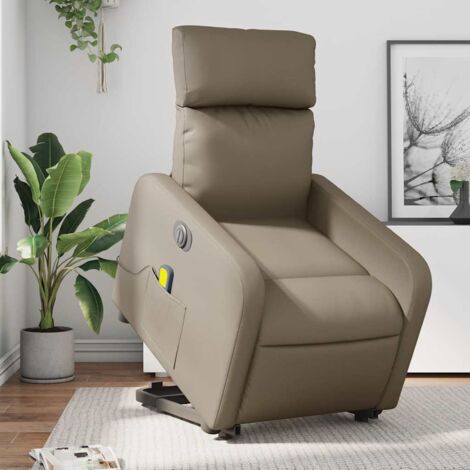 Sillón reclinable de masaje eléctrico cuero sintético capuchino vidaXL
