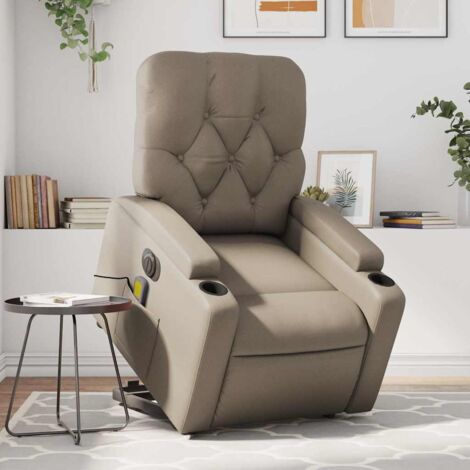 Sillón reclinable de masaje eléctrico cuero sintético capuchino vidaXL
