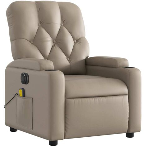 Sillón reclinable de masaje eléctrico cuero sintético capuchino vidaXL
