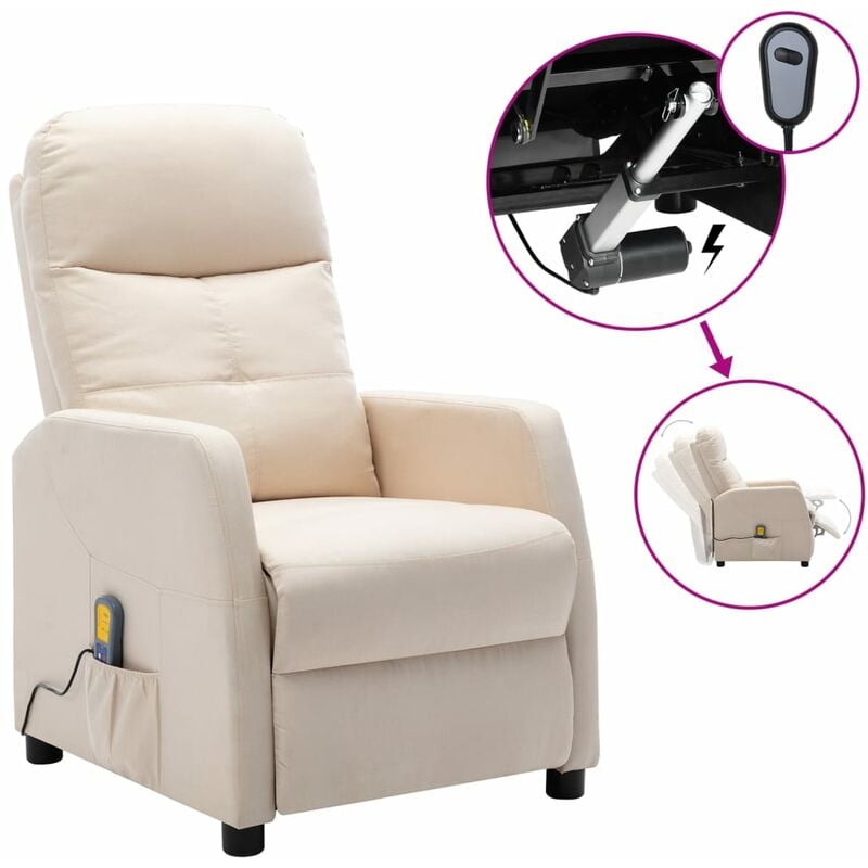 

Sillón reclinable de masaje eléctrico de tela crema
