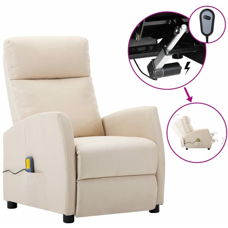 

Sillón reclinable de masaje eléctrico de tela crema