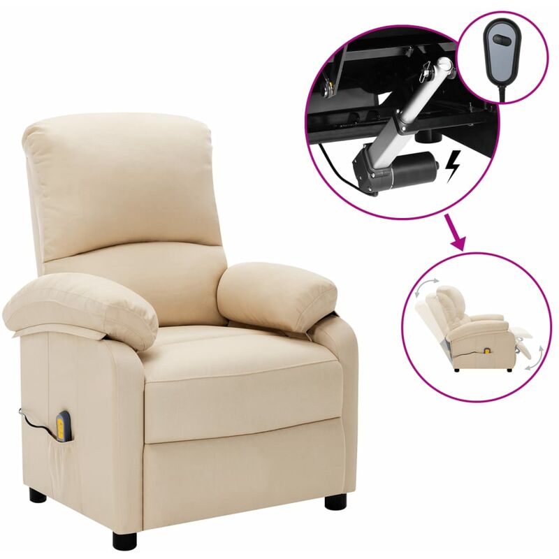 

Sillón reclinable de masaje eléctrico de tela crema