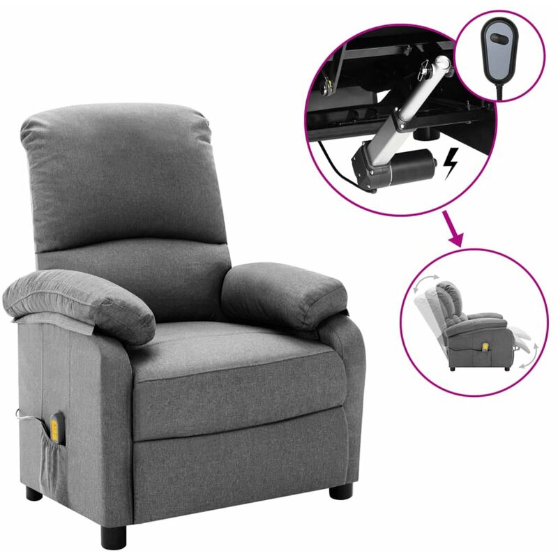 

Happyshopping - Sillon reclinable de masaje electrico de tela gris claro