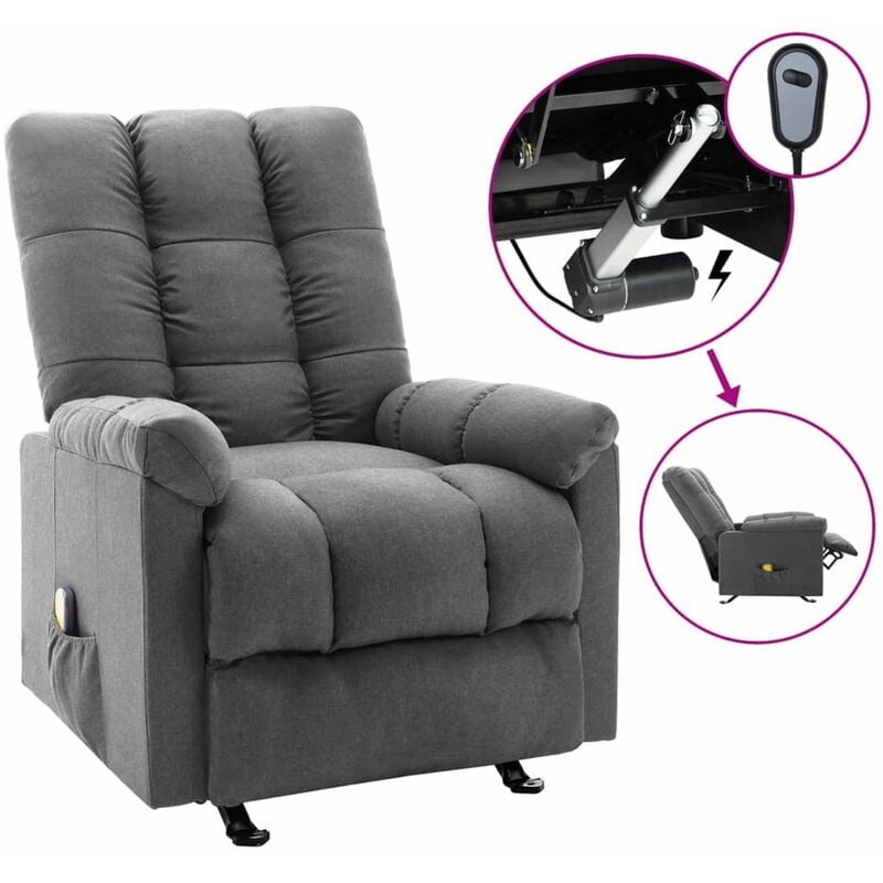 

Sillon reclinable de masaje electrico de tela gris claro