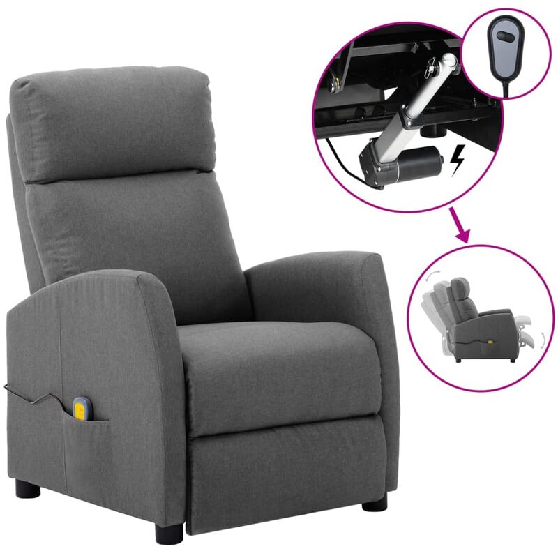 

Sillón reclinable de masaje eléctrico de tela gris claro