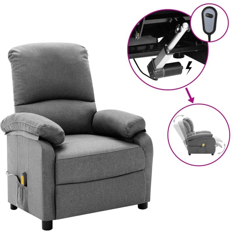 

Sillón reclinable de masaje eléctrico de tela gris claro