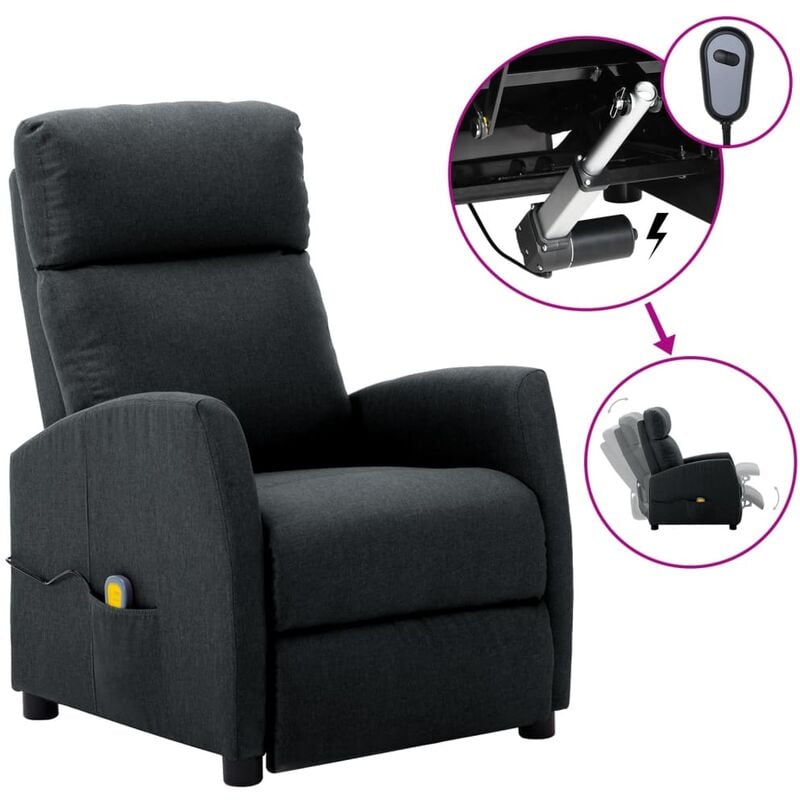

Sillón reclinable de masaje eléctrico de tela gris oscuro