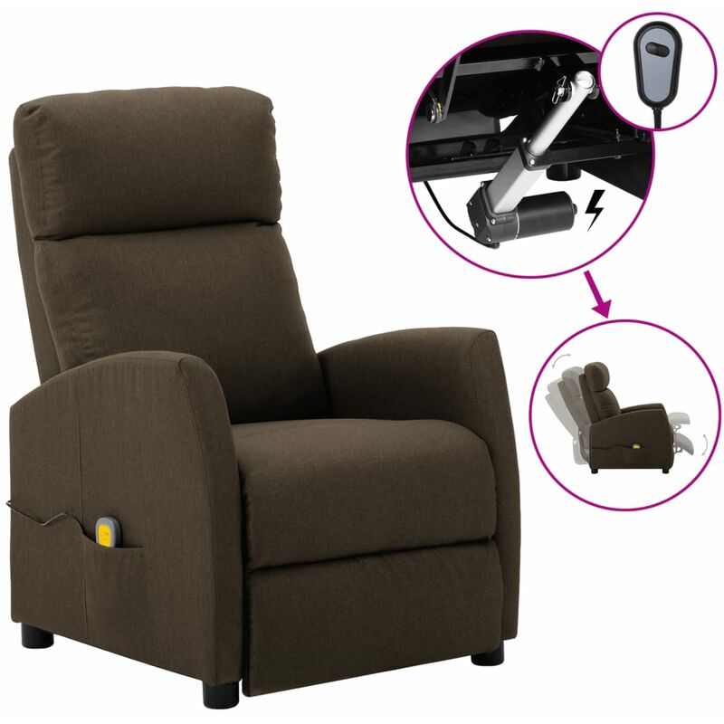

Sillón reclinable de masaje eléctrico de tela marrón