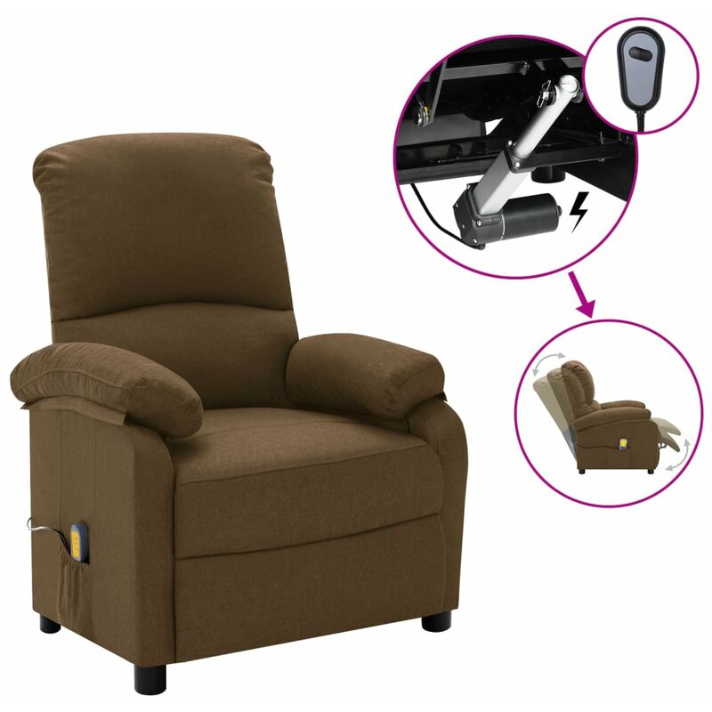 

Sillón reclinable de masaje eléctrico de tela marrón