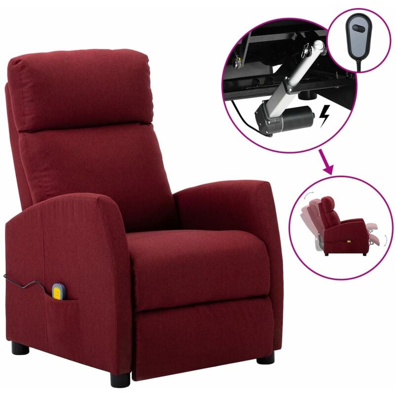 

Sillón reclinable de masaje eléctrico de tela rojo tinto