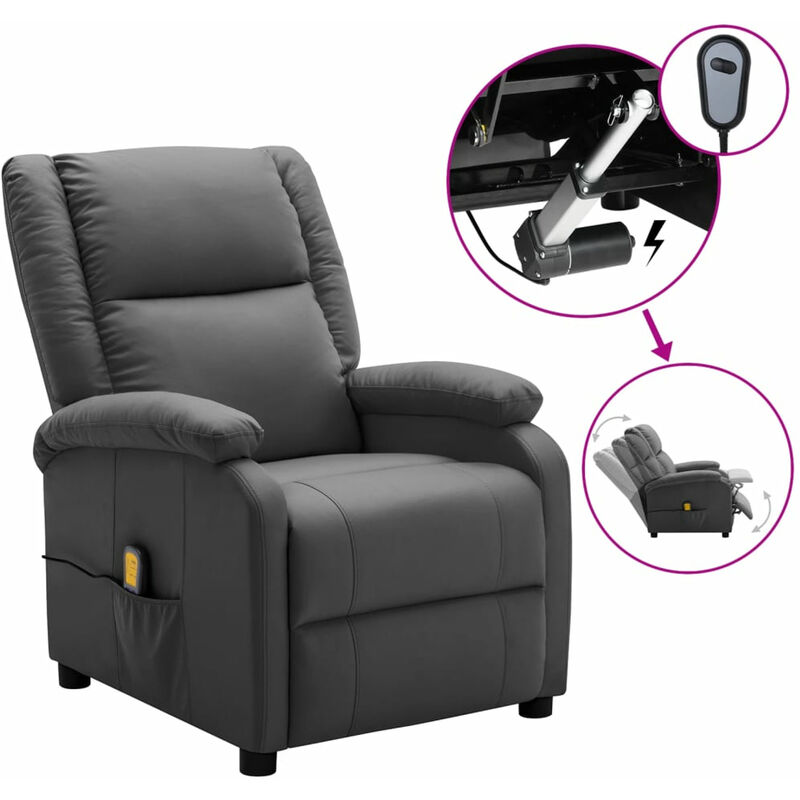 

Happyshopping - Sillon reclinable de masaje electrico piel sintetica antracita