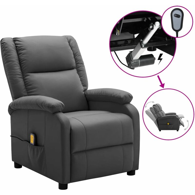 

Sillón reclinable de masaje eléctrico piel sintética antracita