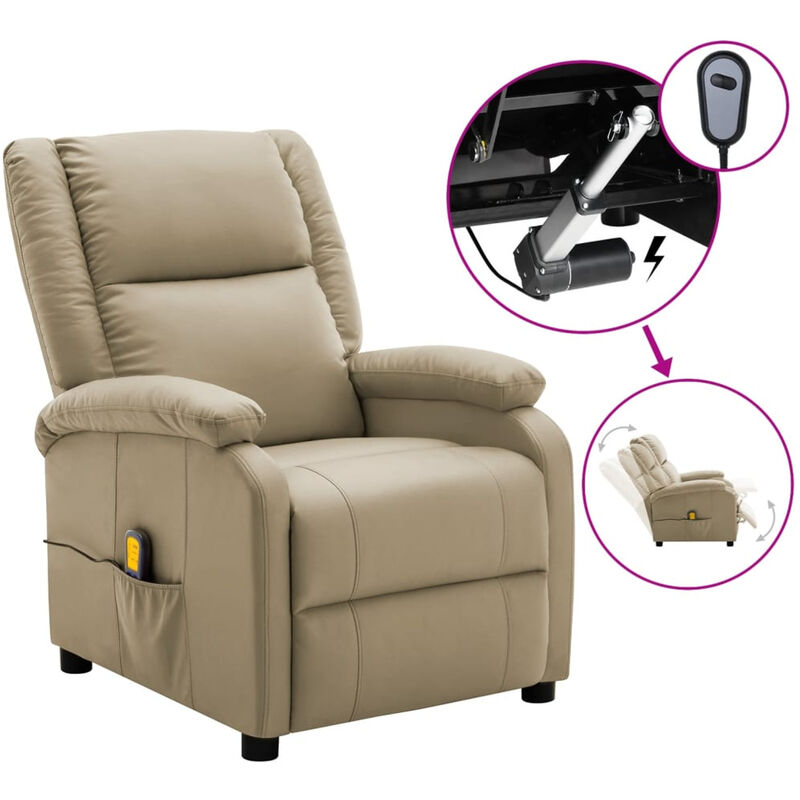 

Sillon reclinable de masaje electrico piel sintetica capuchino