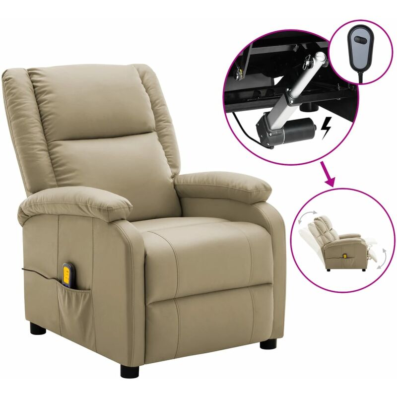 

Sillón reclinable de masaje eléctrico piel sintética capuchino