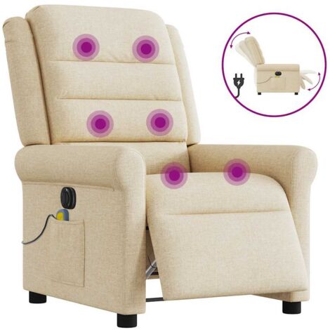 Sillón reclinable de masaje eléctrico tela color crema