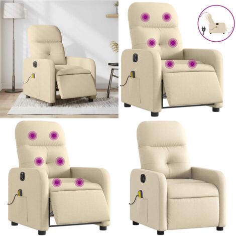 Sillón reclinable de masaje eléctrico tela color crema - Masaje eléctrico - Vibración