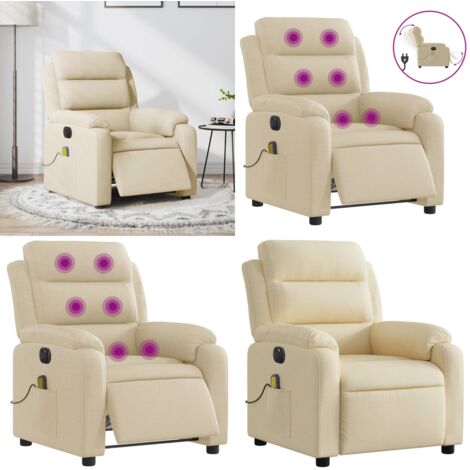 Sillón reclinable de masaje eléctrico tela color crema - Masaje eléctrico - Vibración